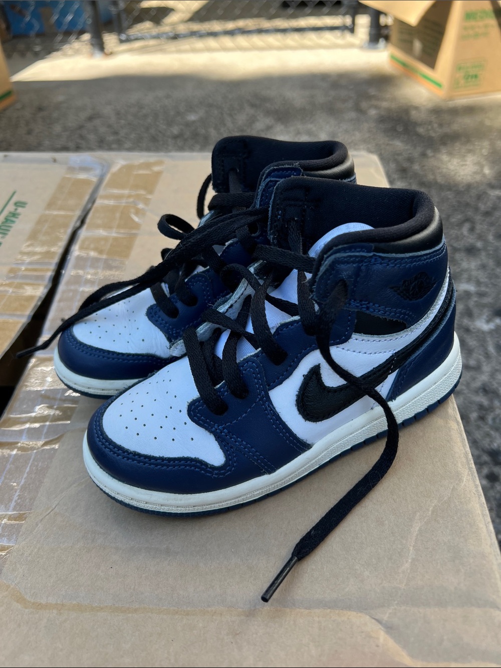 Nike Kids Navy, White & Black High-Top Sneakers